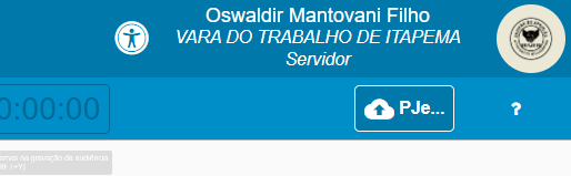 Barra superior do AUD com o botão PJe para envio da ata.
